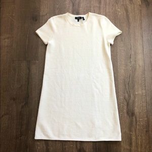 Theory Ivory Knit Ribbed Short Sleeve Mini Dress M